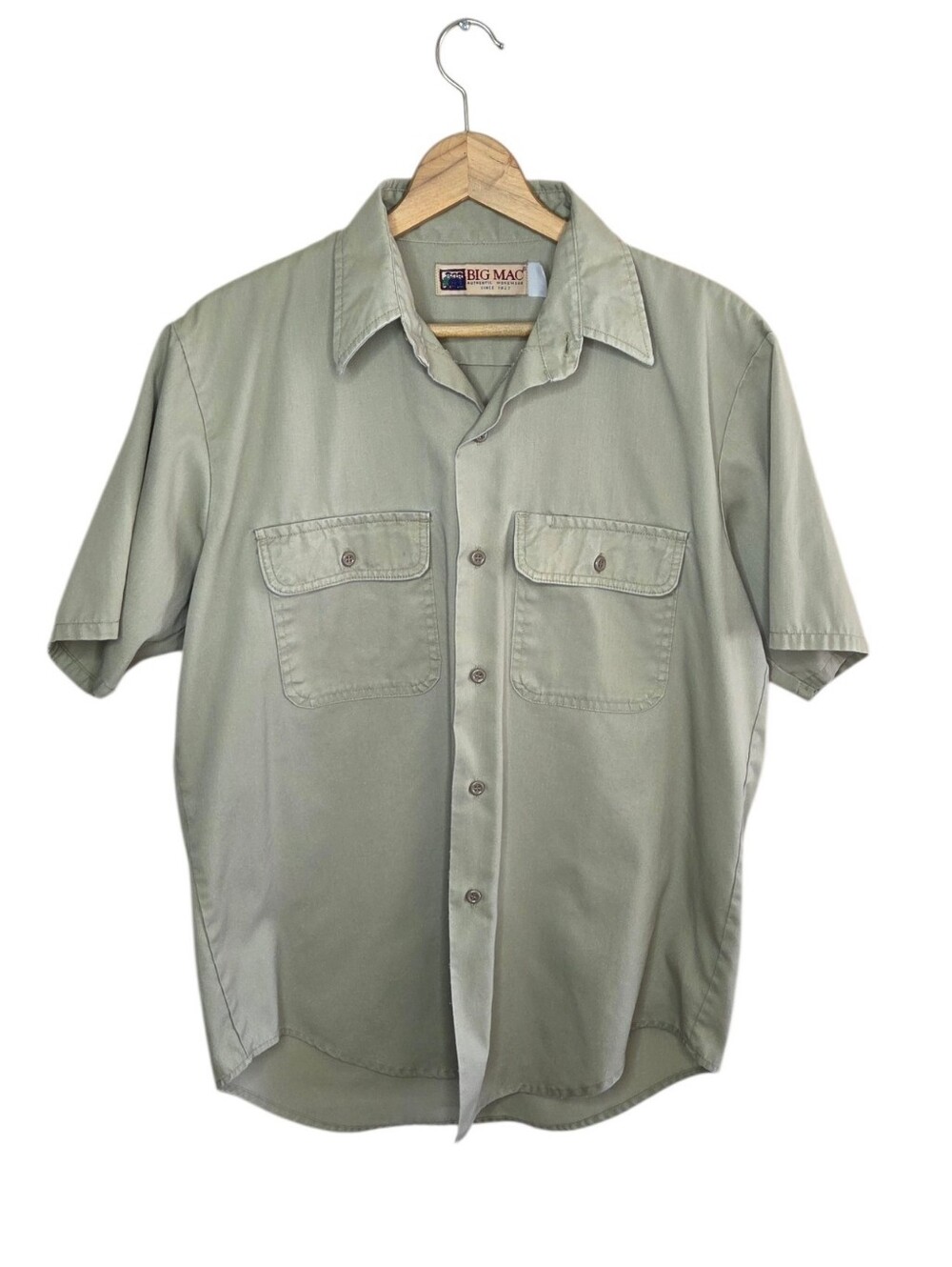 Vintage Big Mac JCPenney Workwear Short Sleeve Button Up Shirt Beige
